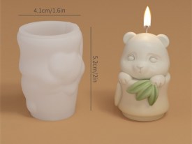 Molde silicona osito panda con hojas